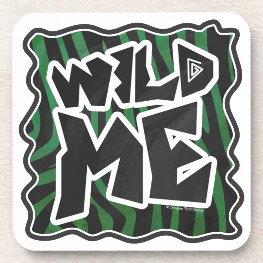 Wild me Green en Black Zebra Pattern Onderzetter (Voorkant)