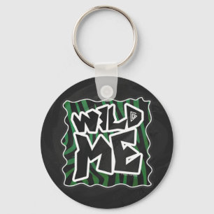 Wild me Green en Black Zebra Pattern Sleutelhanger