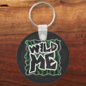 Wild me Green en Black Zebra Pattern Sleutelhanger (Voorkant)