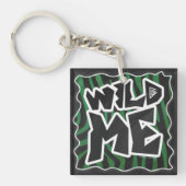 Wild me Green en Black Zebra Pattern Sleutelhanger (voorkant)