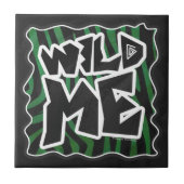 Wild me Green en Black Zebra Pattern Tegeltje (Voorkant)