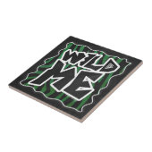 Wild me Green en Black Zebra Pattern Tegeltje (Zijkant)