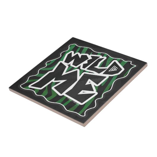 Wild me Green en Black Zebra Pattern Tegeltje (Zijkant)