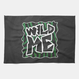 Wild me Green en Black Zebra Pattern Theedoek