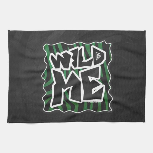 Wild me Green en Black Zebra Pattern Theedoek (Horizontaal)