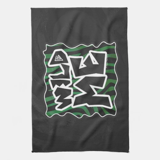 Wild me Green en Black Zebra Pattern Theedoek (Verticaal)