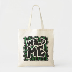 Wild me Green en Black Zebra Pattern Tote Bag