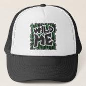 Wild me Green en Black Zebra Pattern Trucker Pet (Voorkant)