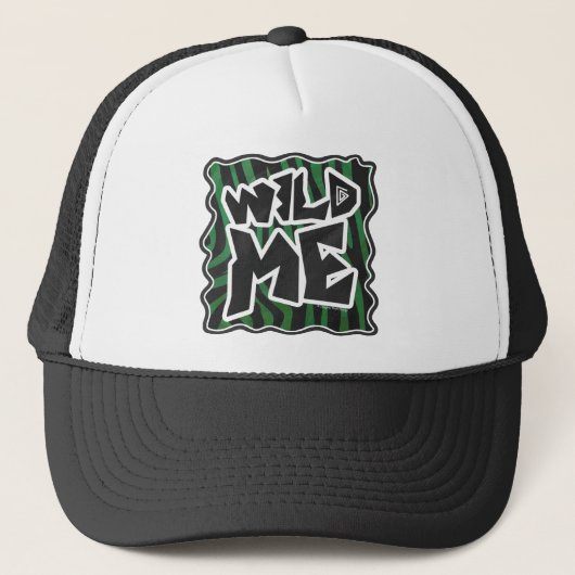 Wild me Green en Black Zebra Pattern Trucker Pet (Voorkant)