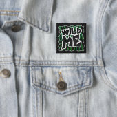 Wild me Green en Black Zebra Pattern Vierkante Button 5,1 Cm (In situ)