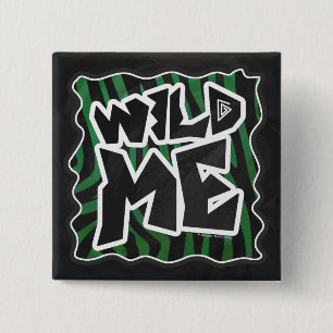 Wild me Green en Black Zebra Pattern Vierkante Button 5,1 Cm