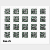Wild me Green en Black Zebra Pattern Vierkante Sticker (Vel)