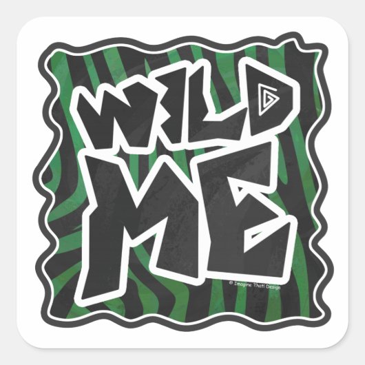 Wild me Green en Black Zebra Pattern Vierkante Sticker (Voorkant)