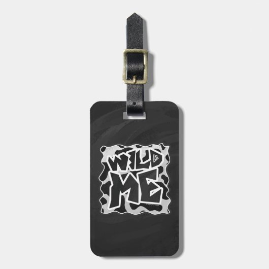 Wild Me Koe Black en White Bagagelabel (Voorkant verticaal)