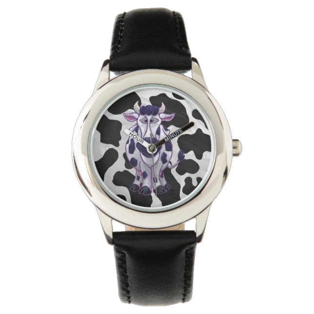 Wild Me Koe Black en White Horloge (Voorkant)