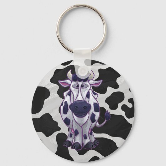 Wild Me Koe Black en White Sleutelhanger (Voorkant)