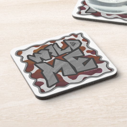 Wild me Koe Brown en White Print Bier Onderzetter (Linkerzijde)