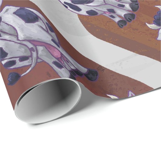 Wild me Koe Brown en White Print Cadeaupapier (Rol Hoek)