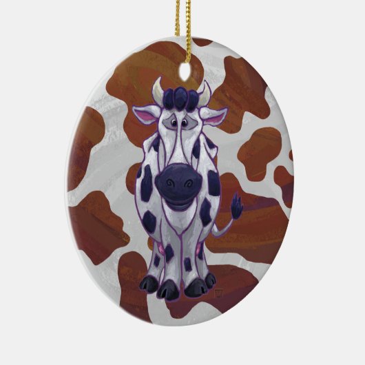 Wild me Koe Brown en White Print Keramisch Ornament (Rechts)