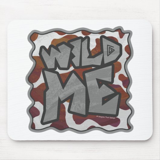 Wild me Koe Brown en White Print Muismat (Voorkant)