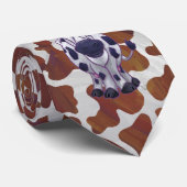 Wild me Koe Brown en White Print Stropdas (Opgerold)