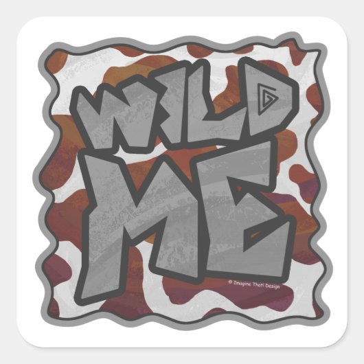 Wild me Koe Brown en White Print Vierkante Sticker (Voorkant)