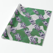 Wild me Koe Groene en Witte Druk Cadeaupapier (Uitgerold)