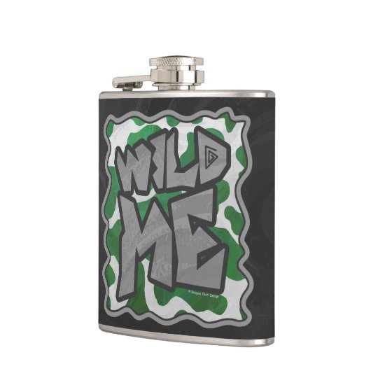 Wild me Koe Groene en Witte Druk Heupfles (Links)