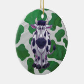 Wild me Koe Groene en Witte Druk Keramisch Ornament (Rechts)