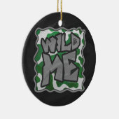 Wild me Koe Groene en Witte Druk Keramisch Ornament (Rechts)