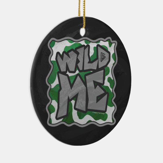 Wild me Koe Groene en Witte Druk Keramisch Ornament (Rechts)