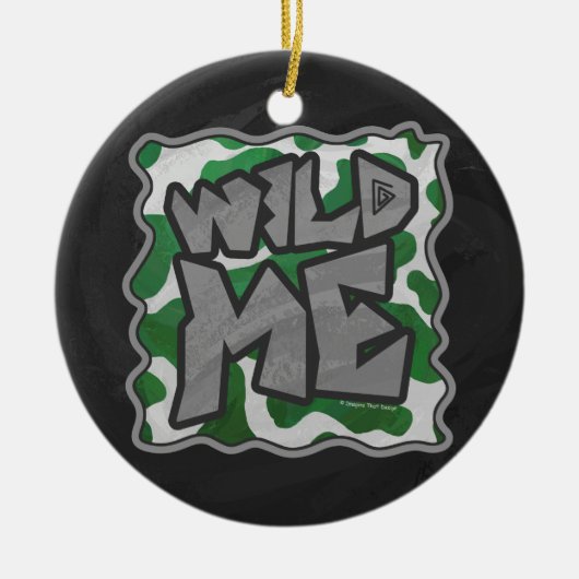 Wild me Koe Groene en Witte Druk Keramisch Ornament (Voorkant)