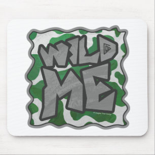 Wild me Koe Groene en Witte Druk Muismat