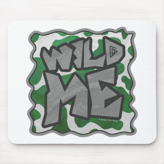 Wild me Koe Groene en Witte Druk Muismat (Voorkant)