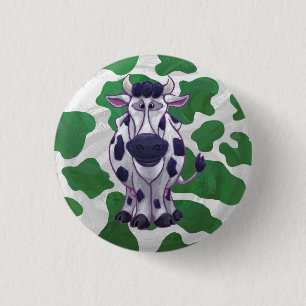 Wild me Koe Groene en Witte Druk Ronde Button 3,2 Cm