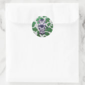 Wild me Koe Groene en Witte Druk Ronde Sticker (Tas)