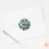 Wild me Koe Groene en Witte Druk Ronde Sticker (Envelop)