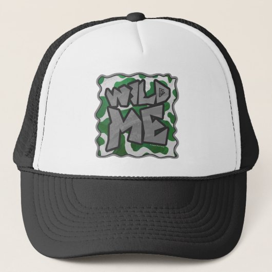 Wild me Koe Groene en Witte Druk Trucker Pet (Voorkant)