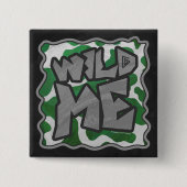 Wild me Koe Groene en Witte Druk Vierkante Button 5,1 Cm (Voorkant)