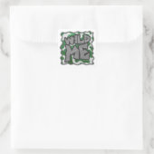 Wild me Koe Groene en Witte Druk Vierkante Sticker (Tas)