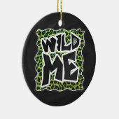 Wild me Leopard Black en Green Design Keramisch Ornament (Rechts)