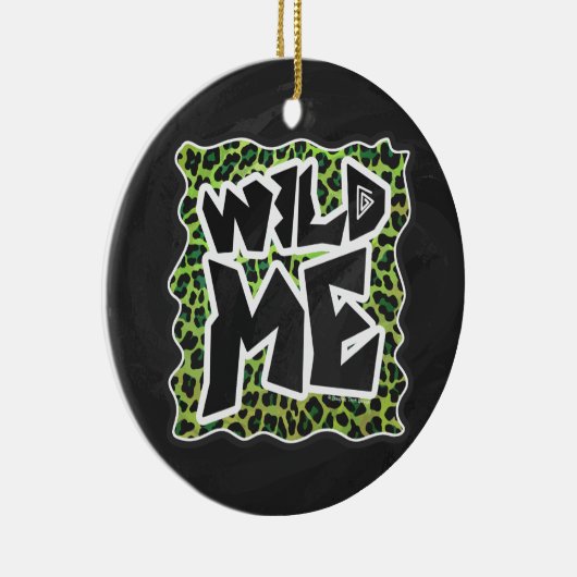 Wild me Leopard Black en Green Design Keramisch Ornament (Rechts)