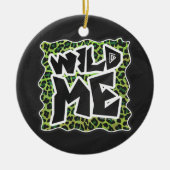 Wild me Leopard Black en Green Design Keramisch Ornament (Voorkant)