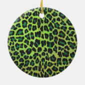 Wild me Leopard Black en Green Design Keramisch Ornament (Achterkant)