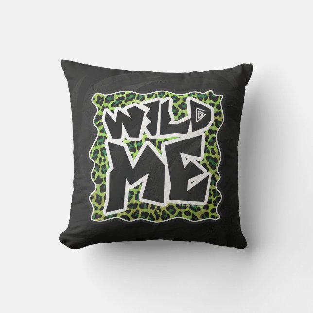 Wild me Leopard Black en Green Design Kussen (Voorkant)