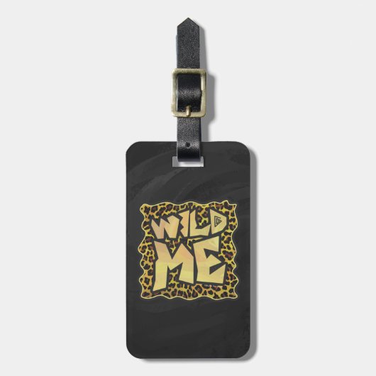 Wild me Leopard Brown and Yellow Print Bagagelabel (Voorkant verticaal)