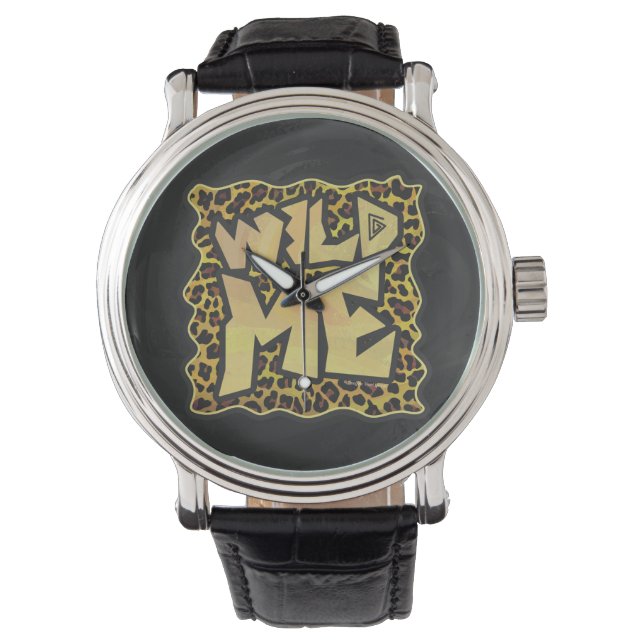 Wild me Leopard Brown and Yellow Print Horloge (Voorkant)