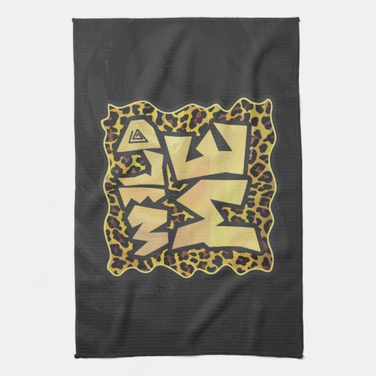 Wild me Leopard Brown and Yellow Print Theedoek (Verticaal)