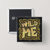 Wild me Leopard Brown and Yellow Print Vierkante Button 5,1 Cm (Voorkant /achterkant)