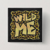 Wild me Leopard Brown and Yellow Print Vierkante Button 5,1 Cm (Voorkant)